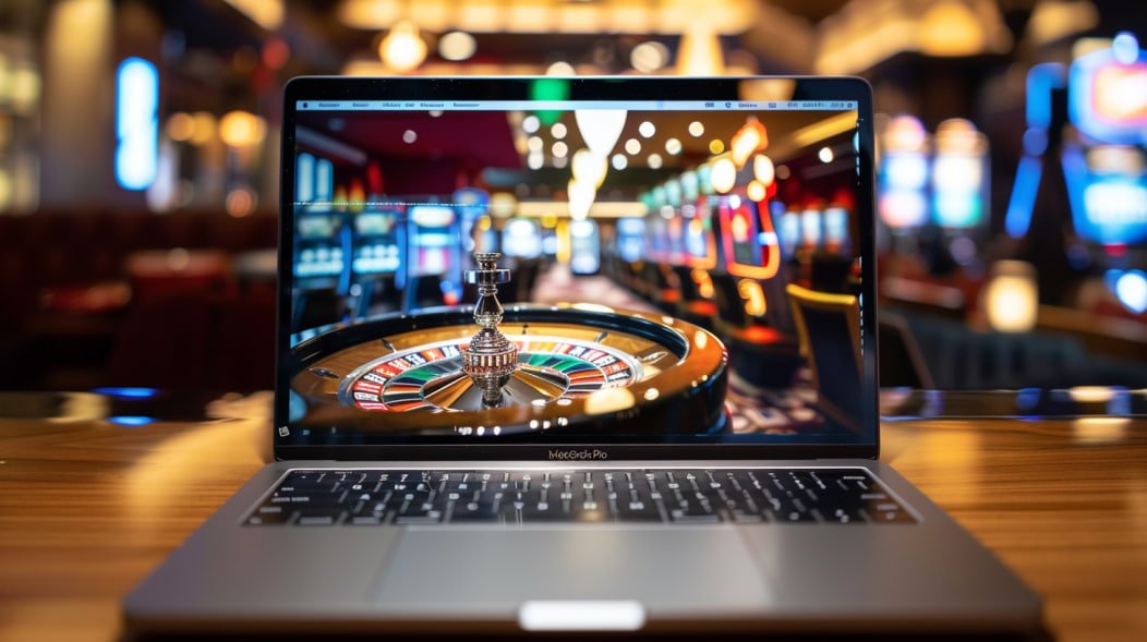 Slot game interface showing spinning reels on a mobile device